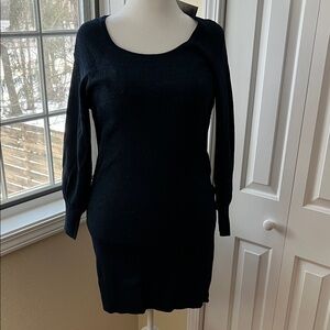 Nine West Teal Sparkle Long-Sleeve Scoop Neck Knit Dress